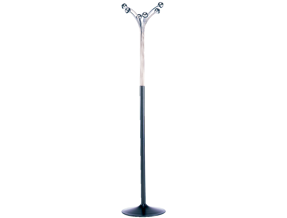 Perchero metalico pie 6 colgadores color negro/cromado177x38 cm