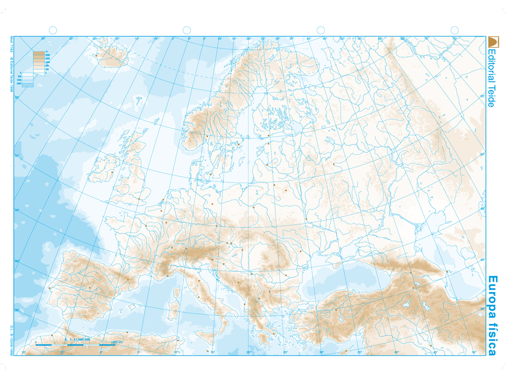 Mapa mudo b/n din a4 europa fisico