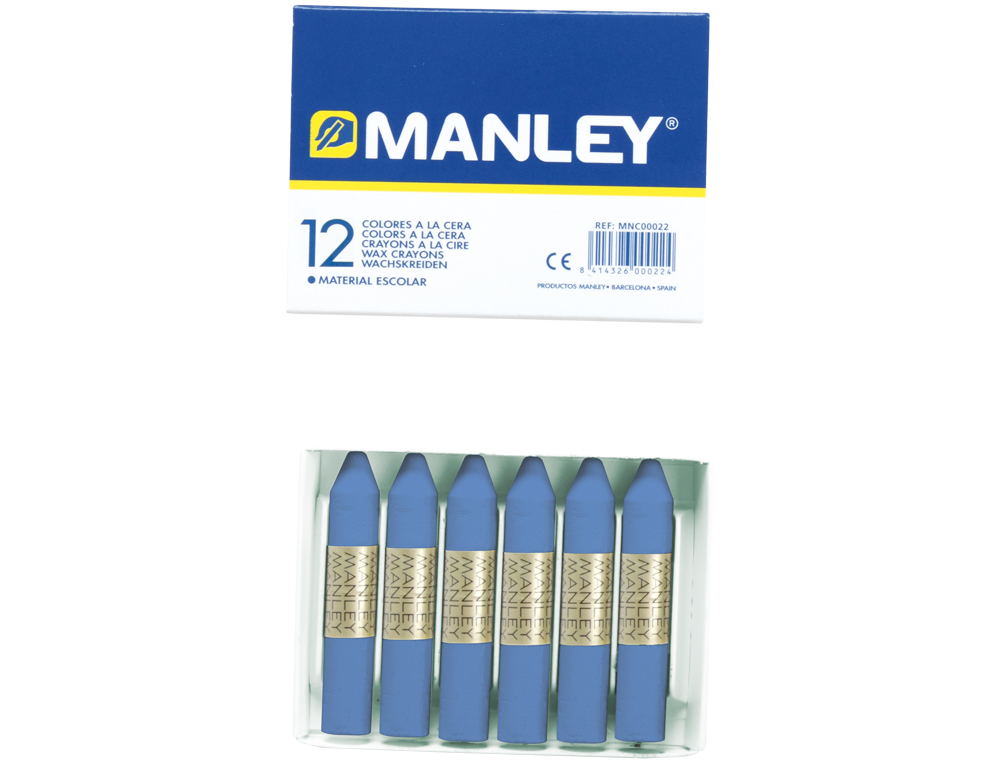 Lapices cera manley unicolor azul ultramar n.18 caja de 12 unidades