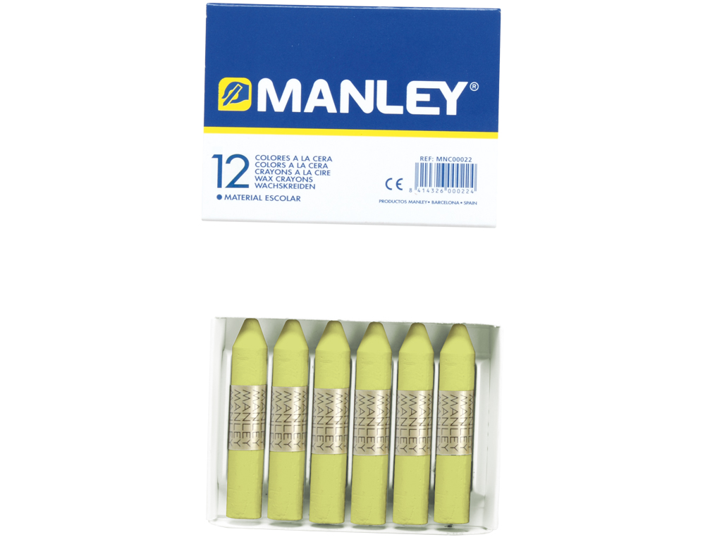 Lapices cera manley unicolor verde amarillento n.22 caja de12 unidades