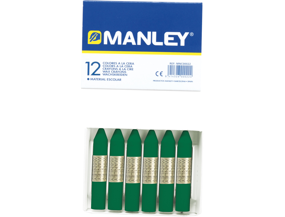 Lapices cera manley unicolor verde esmeralda n.24 caja de 12 unidades