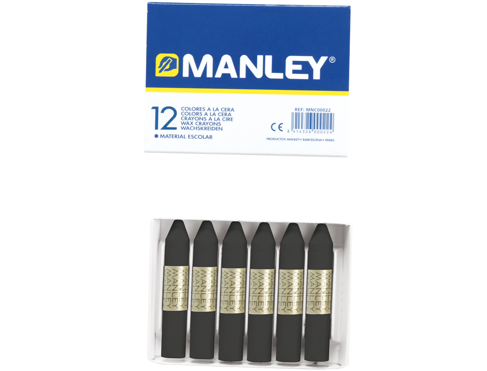 Lapices cera manley unicolor negro n.30 caja de 12 unidades