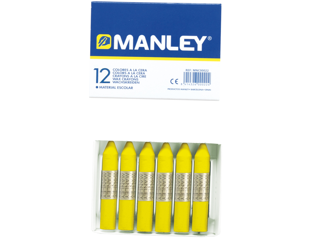 Lapices cera manley unicolor amarillo limon n.2 caja de 12 unidades