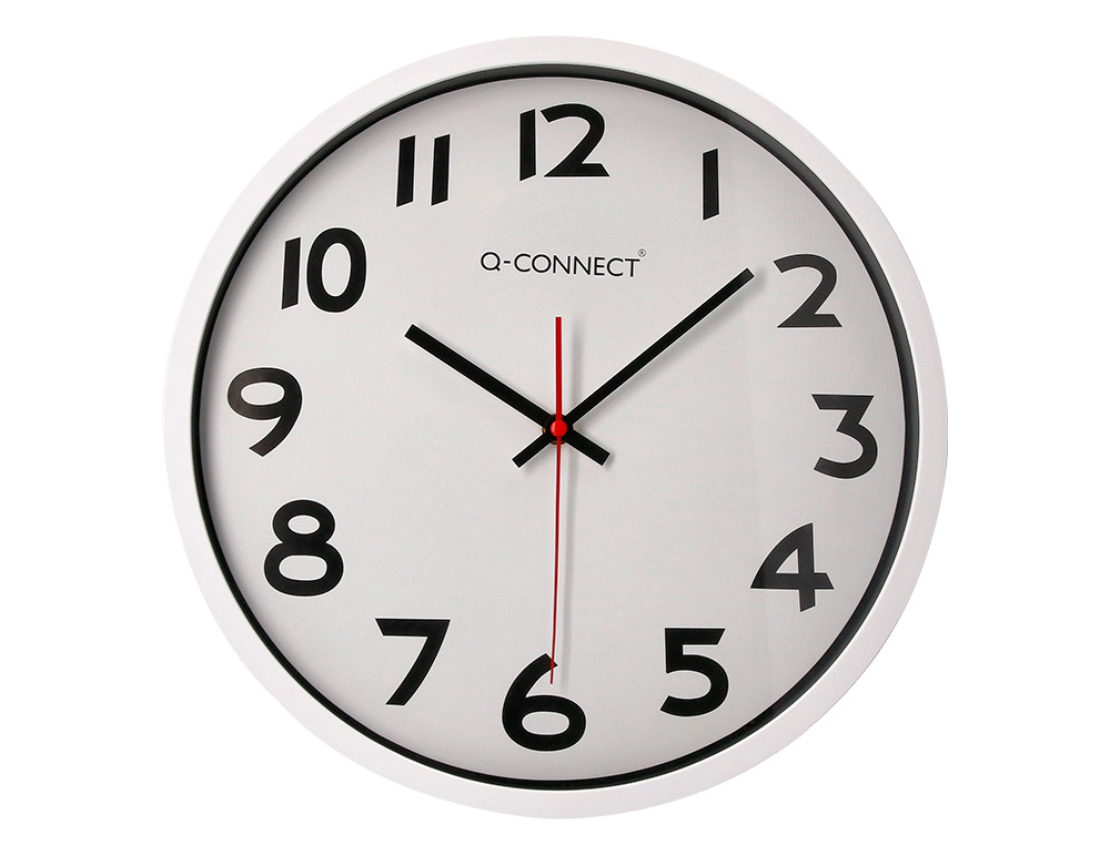 Reloj q-connect de pared plastico oficina redondo 34 cm marco blanco