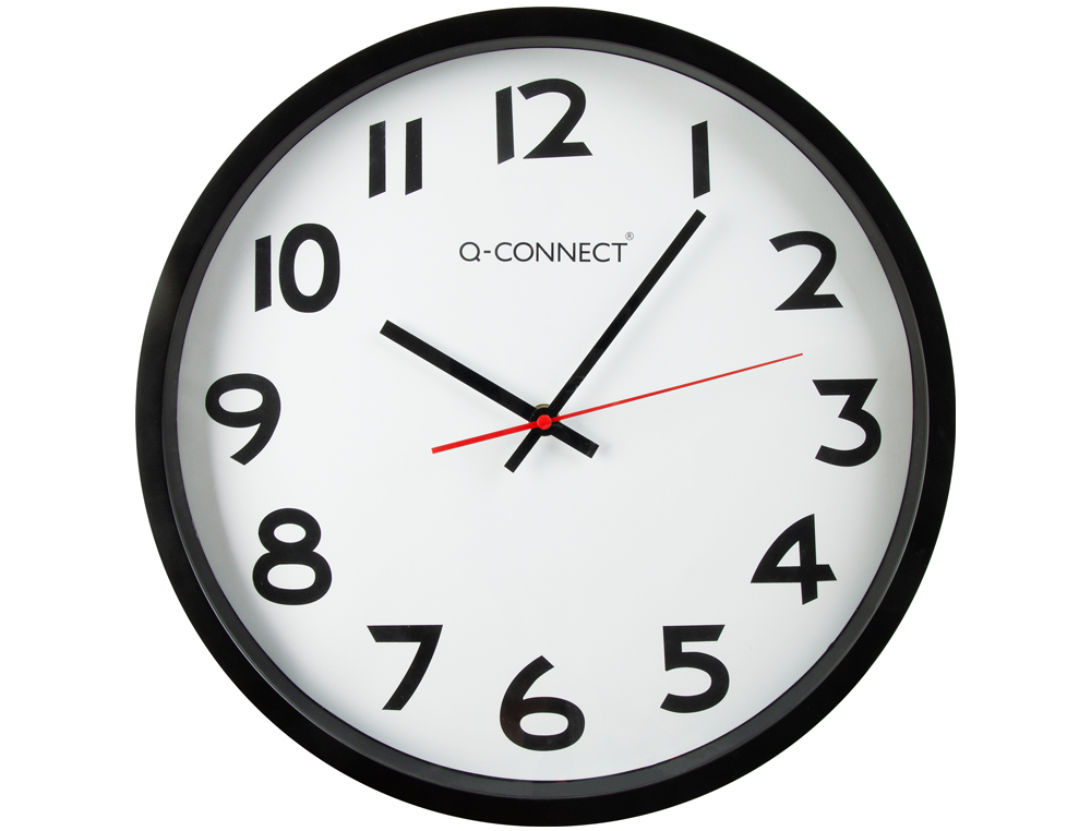 Reloj q-connect de pared plastico oficina redondo 34 cm marco negro