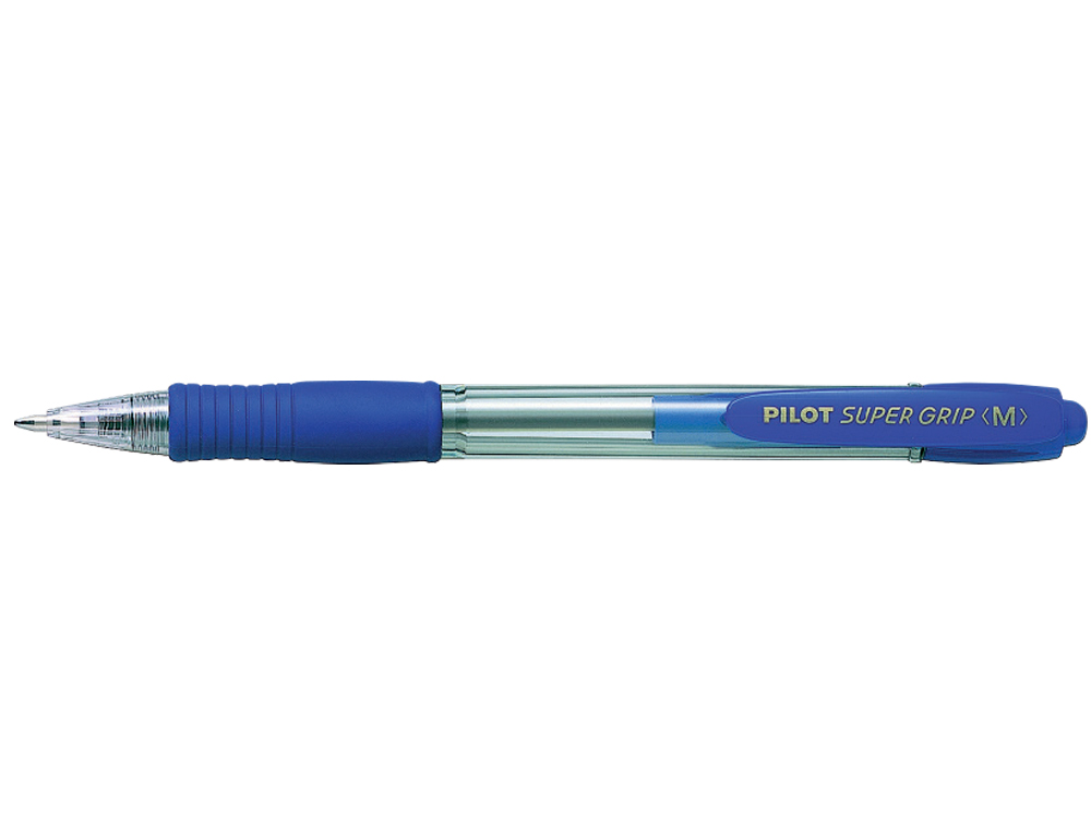 Boligrafo pilot super grip azul retractil sujecion de caucho tinta base de aceite