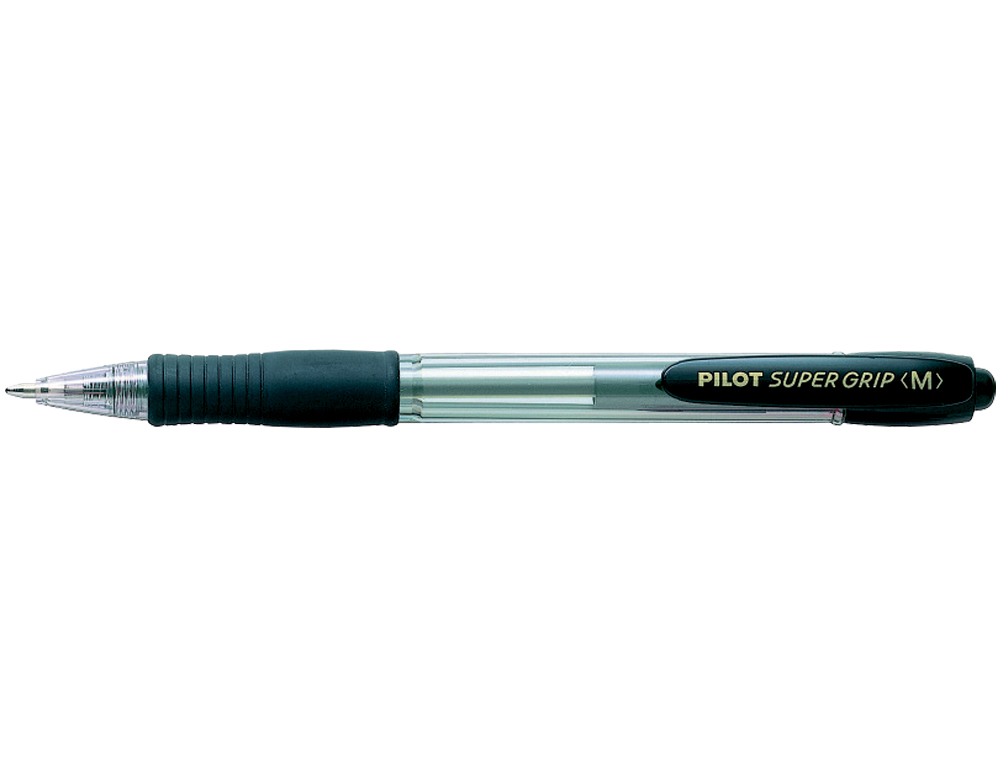 Boligrafo pilot super grip negro retractil sujecion de caucho tinta base de aceite