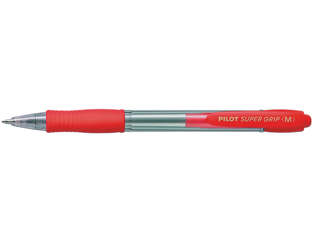 Boligrafo pilot super grip rojo retractil sujecion de caucho tinta base de aceite