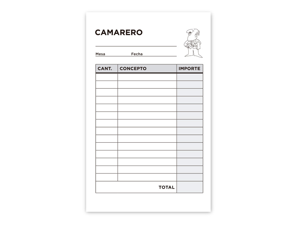 TALONARIO LIDERPAPEL CAMARERO BOLSILLO ORIGINAL Y COPIA T250