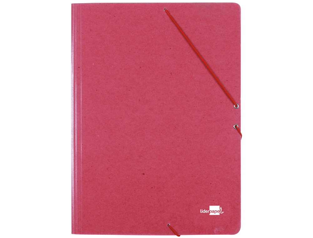 Carpeta liderpapel gomas folio 3 solapas carton prespan roja