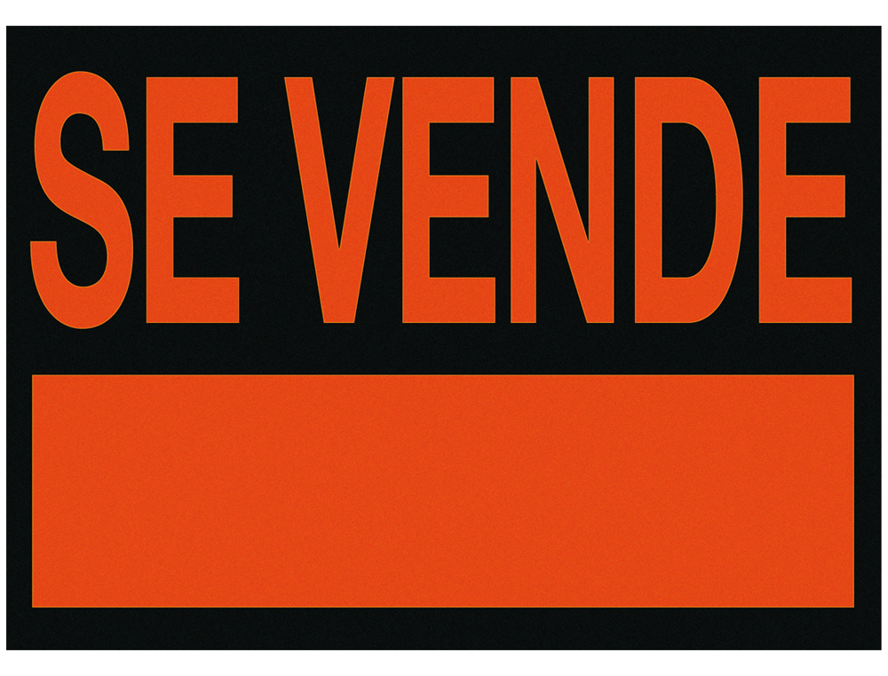Cartel plastico /'se vende/' rojo fluorescente -500x234 mm