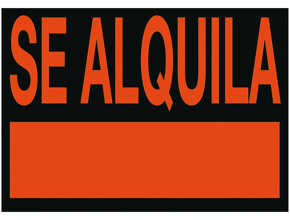 Cartel plastico /'se alquila/' rojo fluorescente -500x234 mm