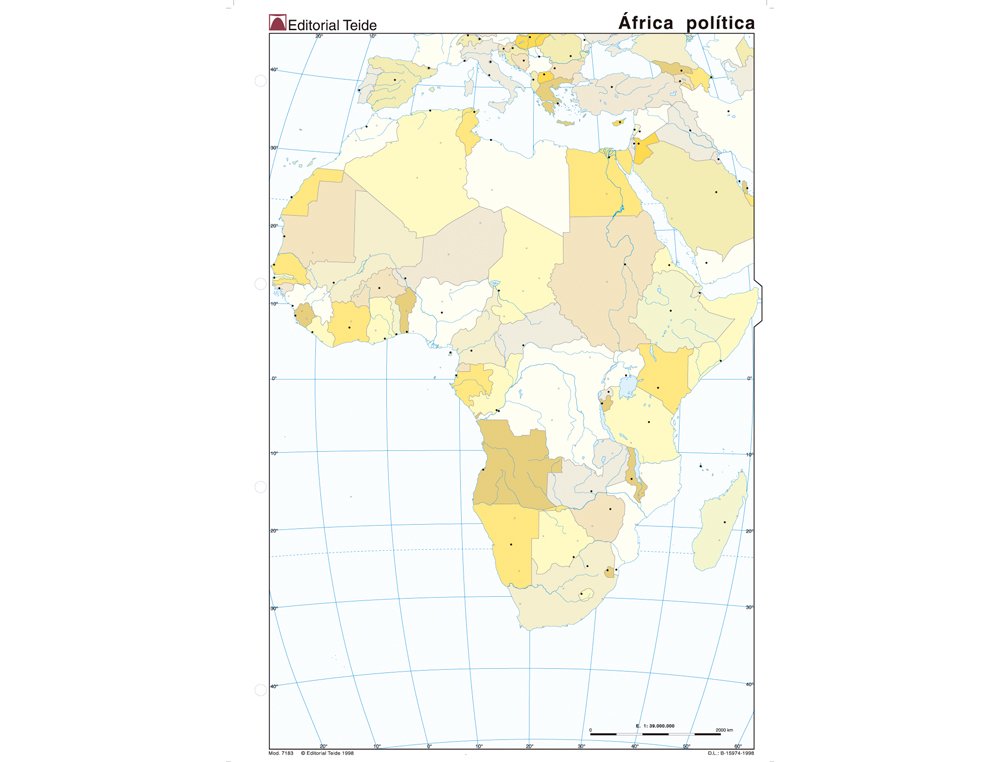 Mapa mudo color din a4 africa politico