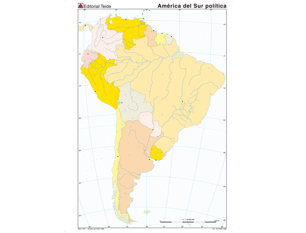 HIVA  MAPA MUDO COLOR DIN A4 EUROPA FISICO