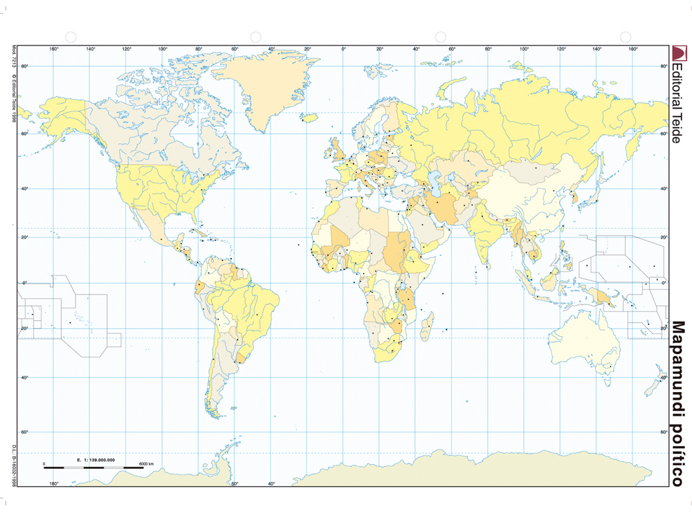 Mapa mudo color din a4 planisferio politico