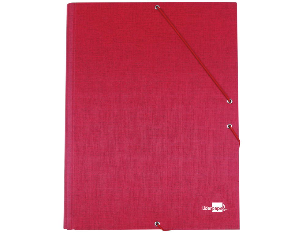 Carpeta liderpapel gomas folio 3 solapas carton forrado roja