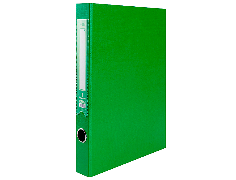 Carpeta de 2 anillas 25mm mixt as liderpapel folio forrado papercoat con ollao y tarjetero compresor plastico verde