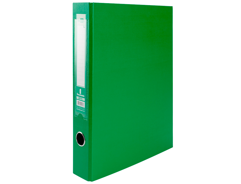 Carpeta de 2 anillas 40mm mixt as liderpapel folio forrado papercoat con ollao y tarjetero compresor plastico verde