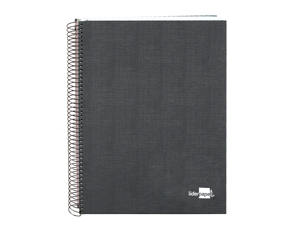 Cuaderno espiral liderpapel a5 micro papercoat tapa forrada 140h 75 gr cuadro5mm 5 bandas 6 taladros negro