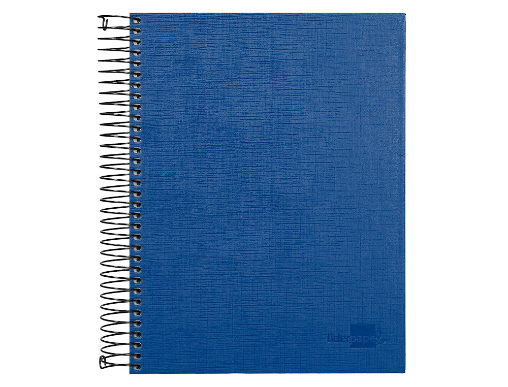 Cuaderno espiral liderpapel a5 micro papercoat tapa forrada 140h 75 gr cuadro5mm 5 bandas 6 taladros azul