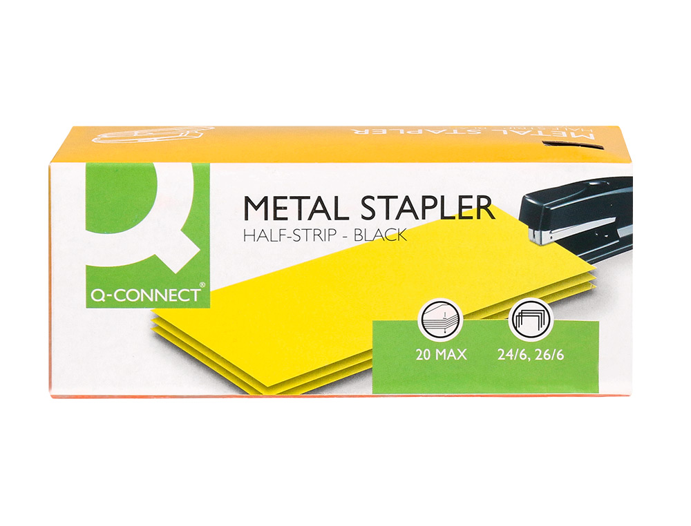GRAPADORA Q-CONNECT KF01044 METALICA NEGRA CAPACIDAD 20 HOJAS
