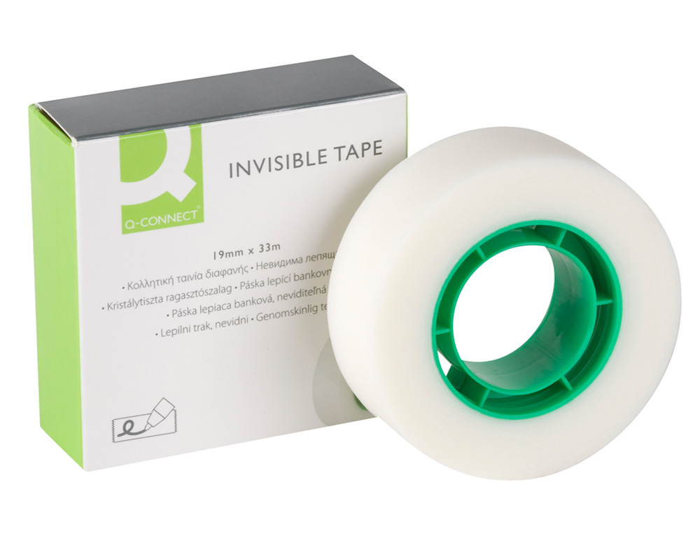 Cinta adhesiva q-connect 33 mt x 19 mm invisible