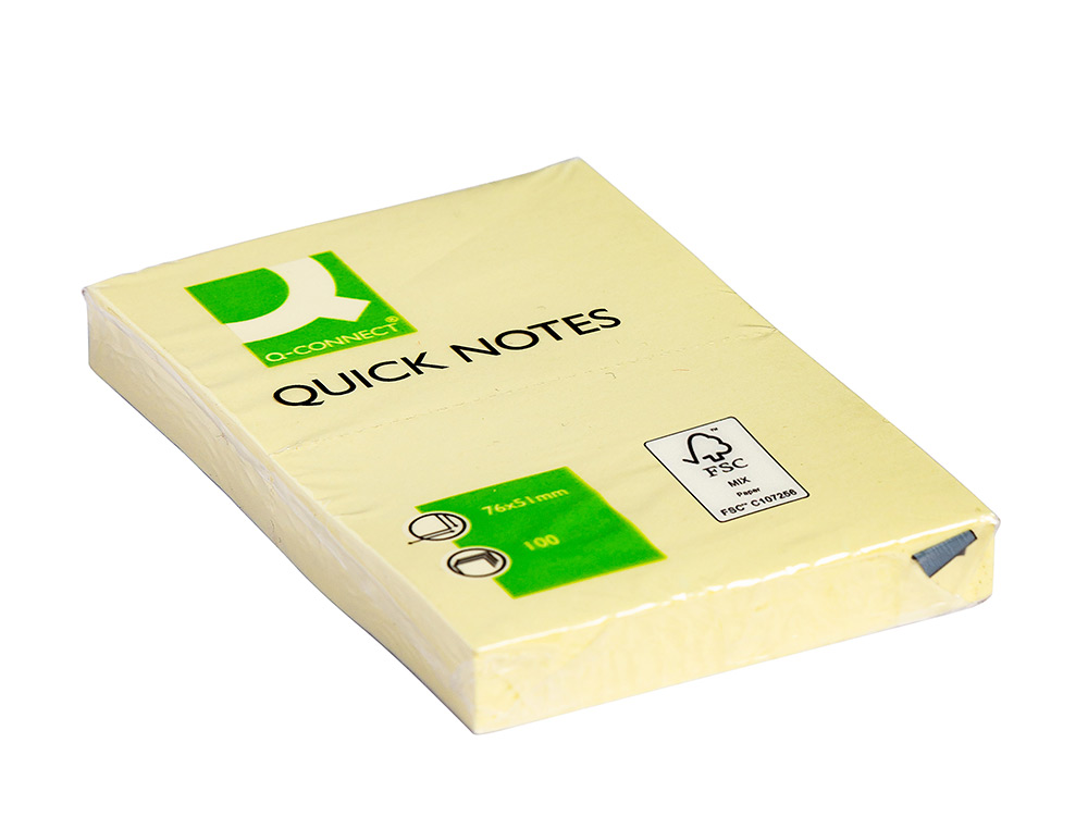 BLOCO DE NOTAS ADESIVAS Q-CONNECT AMARELO 51 X 76 MM COM 100 FOLHAS
