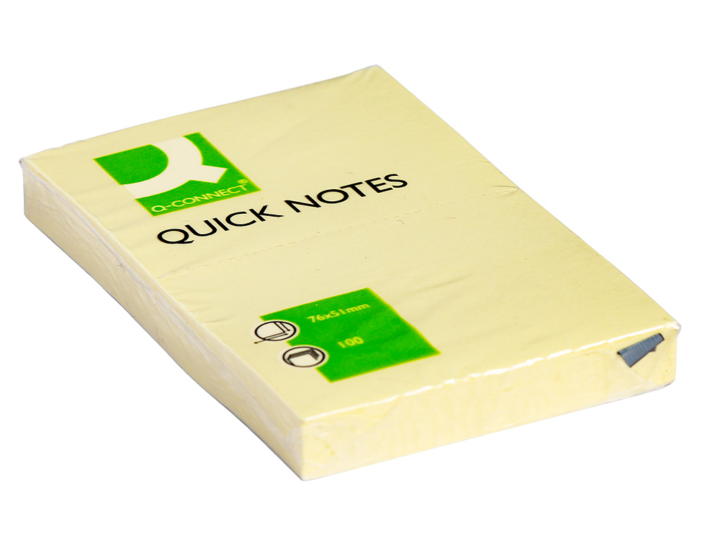 Bloc de notas adhesivas quita y pon q-connect 51x76 mm con 100 hojas