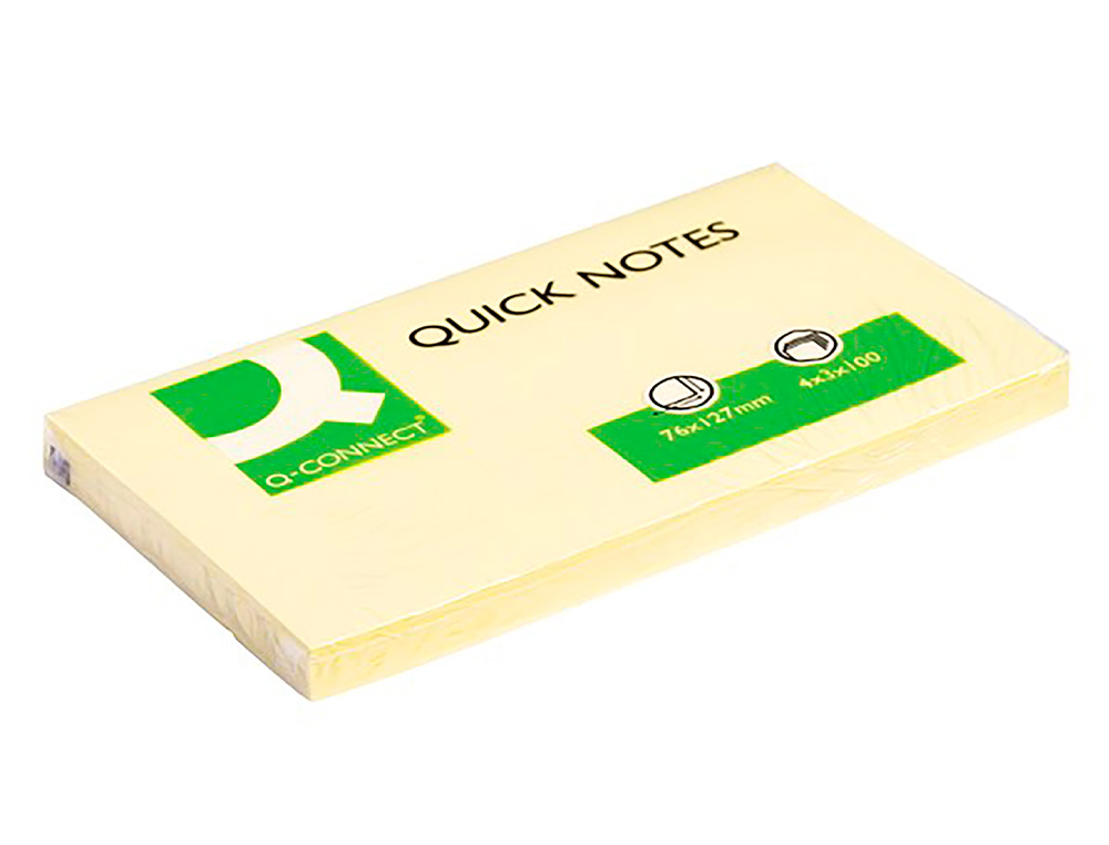 Bloc de notas adhesivas quita y pon q-connect 76x127 mm con 100 hojas