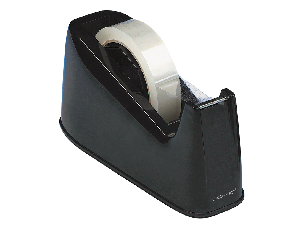 PORTARROLLO SOBREMESA Q-CONNECT PLASTICO PARA CINTAS DE 33 Y 66 MT COLOR NEGRO