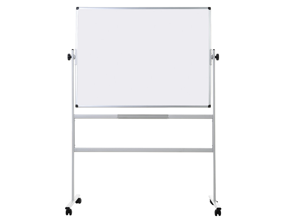 Pizarra blanca q-connect doble cara melamina marco de aluminio 120x90 cm giratoria