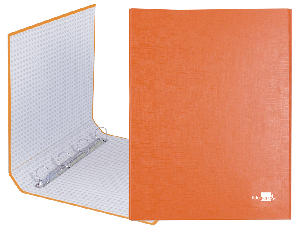 Carpeta de 4 anillas 25mm mixtas liderpapel folio carton forrado paper coat naranja