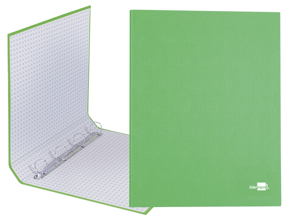 Carpeta de 4 anillas 25mm mixtas liderpapel folio cartonforrado paper coat verde frosty