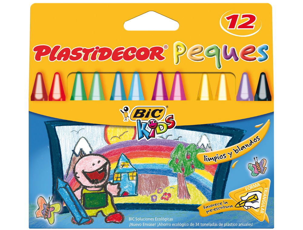 Lápices de cera Plastidecor envase 12 colores