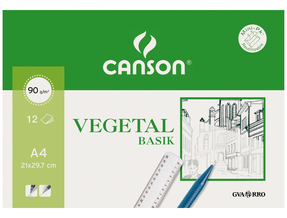 Papel vegetal guarro din a4 90-95 gr -minipack de 12 hojas