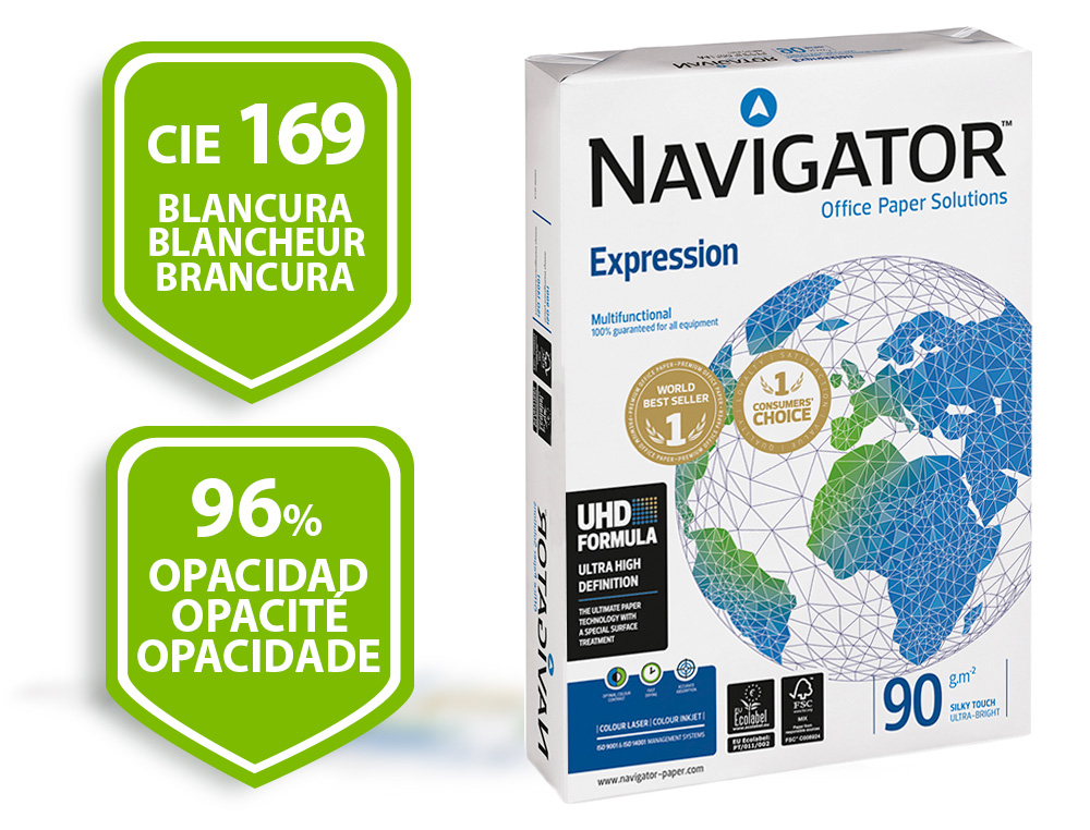 Papel fotocopiadora navigator din a4 90 gramos paquete de 500 hojas