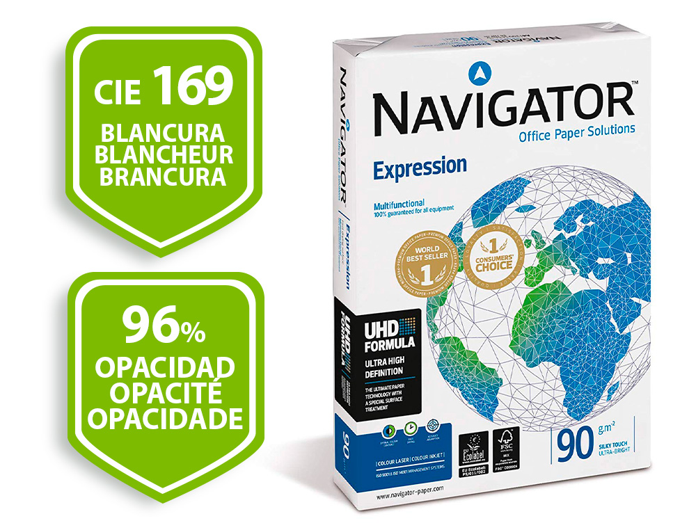 Papel fotocopiadora navigator din a3 90 gramos papel multiuso ink-jet y laserpaquete de 500 hojas