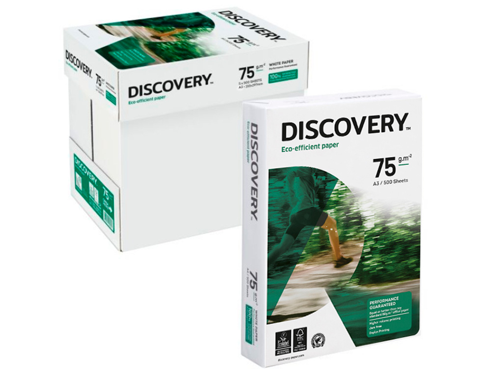PAPEL FOTOCOPIADORA DISCOVERY DIN A3 75 GRAMOS PAPEL MULTIUSO INK-JET Y LASERPAQUETE DE 500 HOJAS