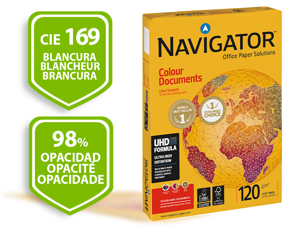 Papel fotocopiadora navigator din a4 120 gramos paquete de 250 hojas