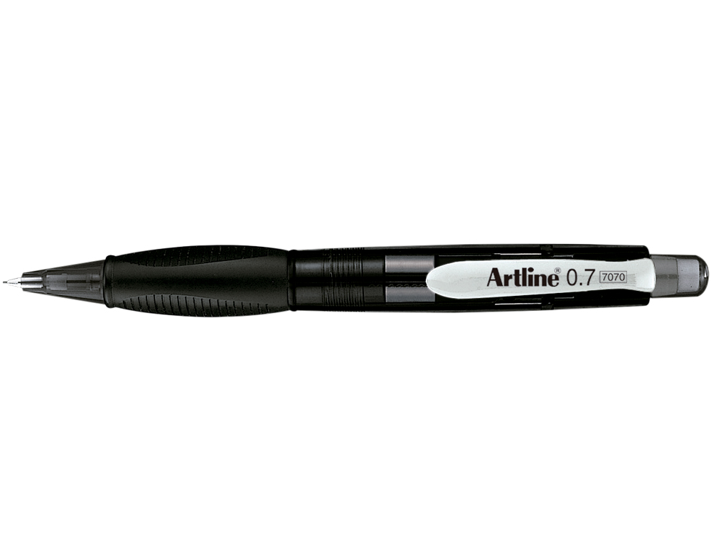 Portaminas artline retractil sujecion de caucho translucido 0,7 mm cuerpo negro