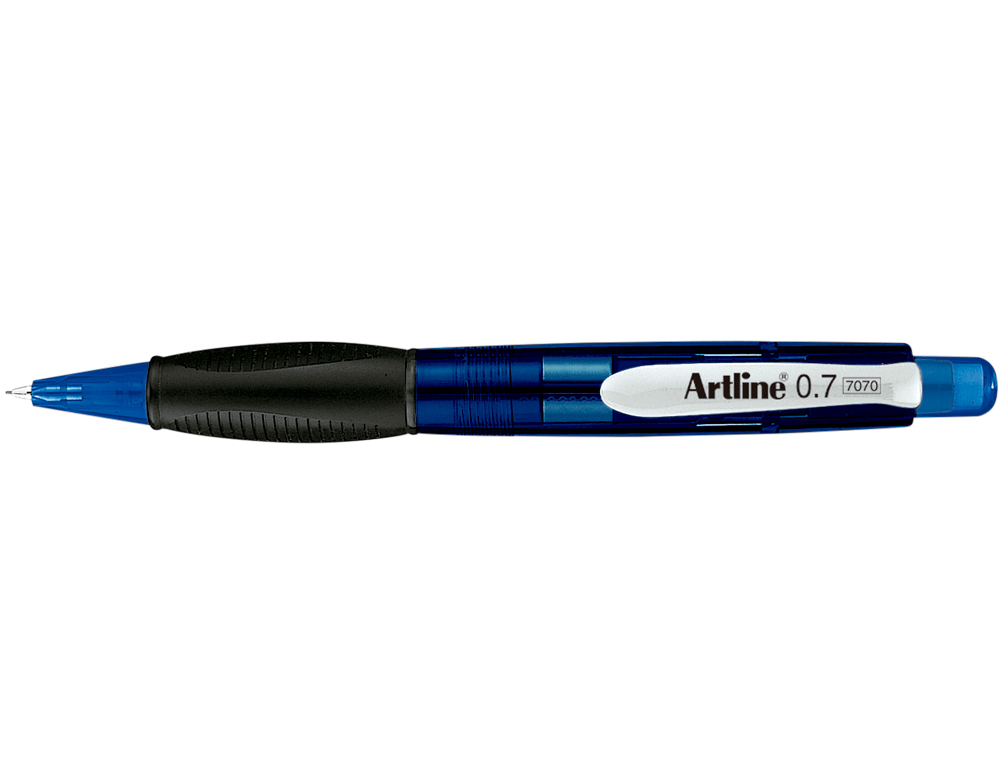 Portaminas artline retractil sujecion de caucho translucido 0,7 mm cuerpo azul