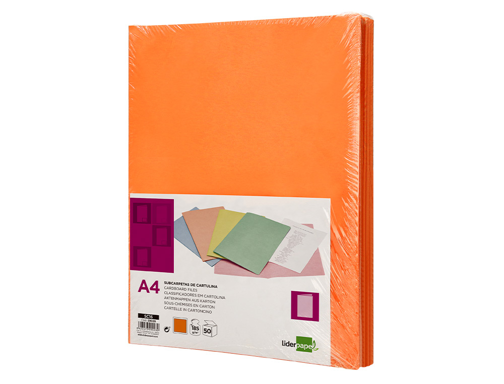 SUBCARPETA LIDERPAPEL A4 NARANJA INTENSO 180G/M2