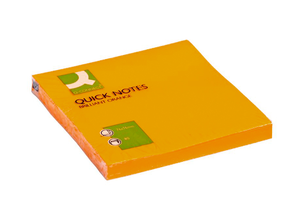 Bloc de notas adhesivas quita y pon q-connect 76x76 mm naranja neon 80 hojas