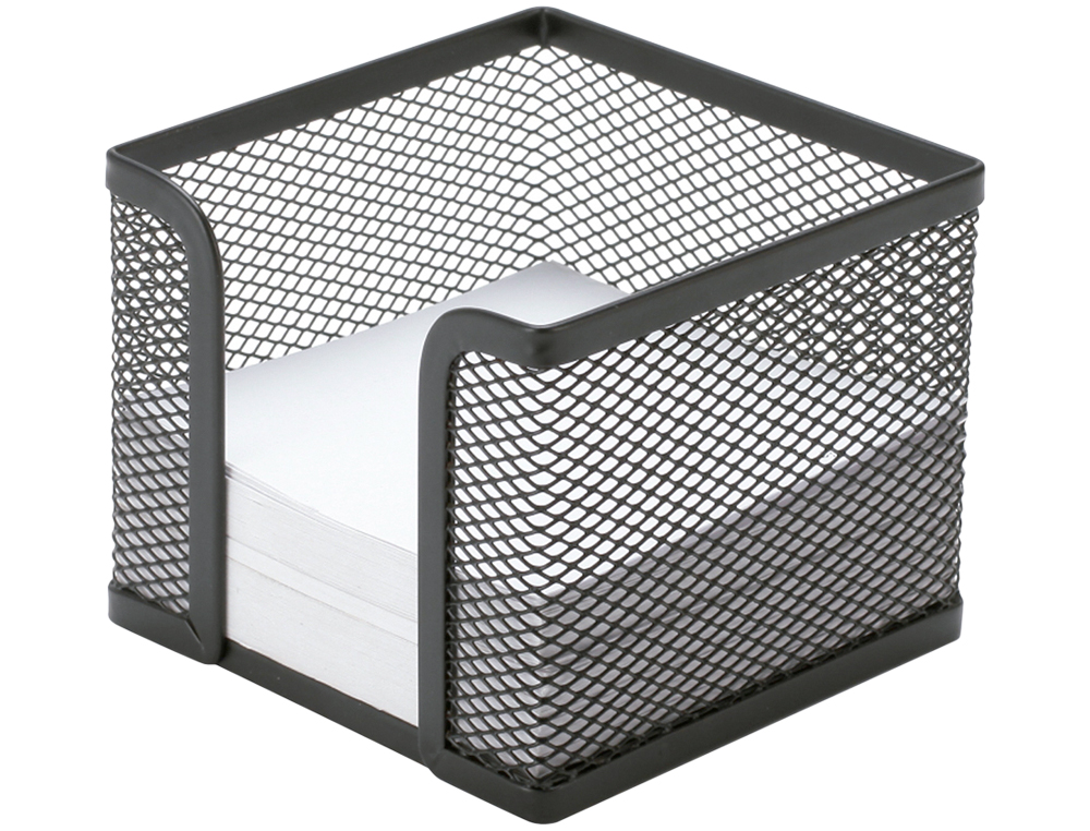 SOPORTE TACO DE PAPEL Q-CONNECT METALICO REJILLA NEGRO 95X95X80 MM