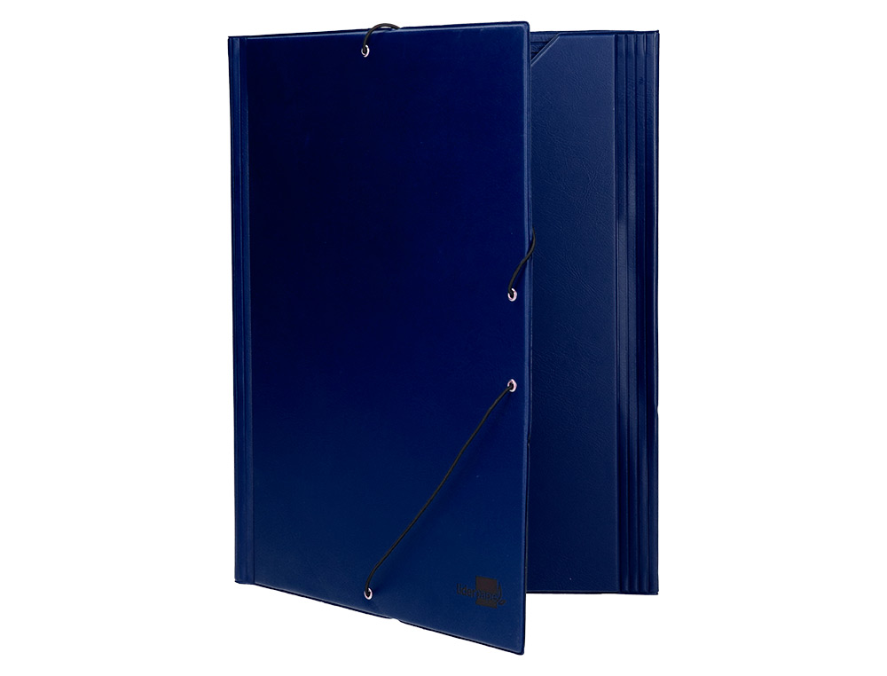 CARPETA LIDERPAPEL GOMAS TRES SOLAPAS PLASTICO FOLIO COLOR AZUL