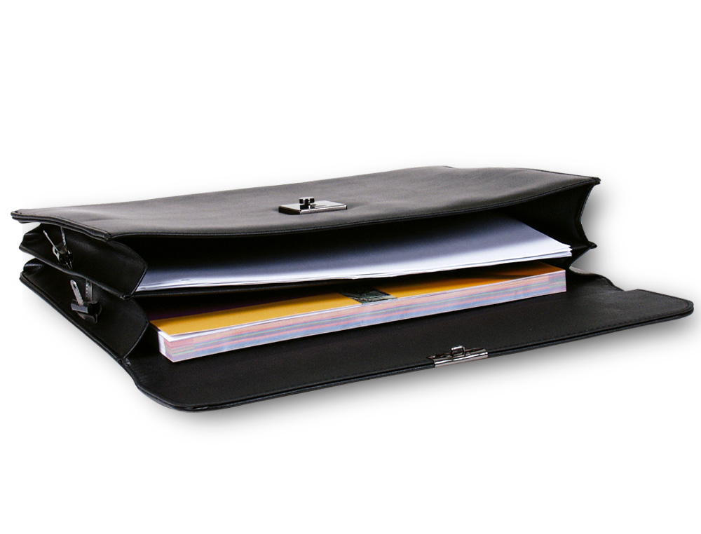 CARTERA DOCUMENTOS Q-CONNECT NEGRA 370X300 MM CON 2 BOLSAS INTERIORES