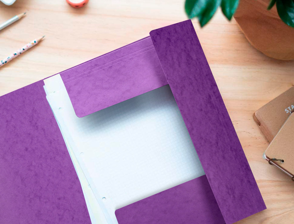 CARPETA Q-CONNECT GOMAS KF02171 CARTON SIMIL-PRESPAN SOLAPAS 320X243 MM VIOLETA