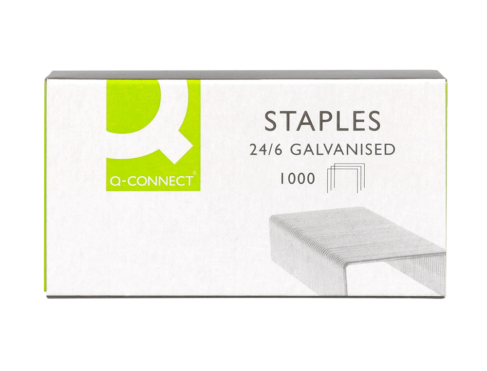 Grapas q-connect nº 22/6 24/6 galvanizadas caja de 1000 unidades