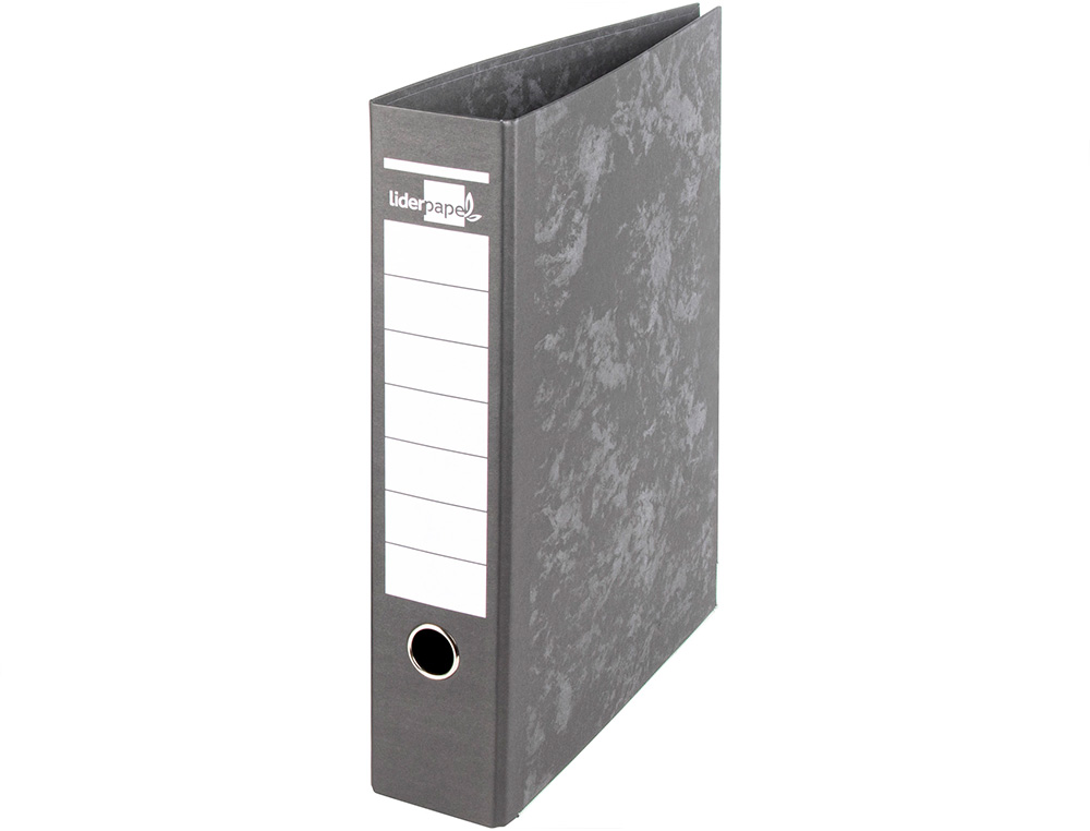 ARCHIVADOR DE PALANCA LIDERPAPEL A4 CARTON FORRADO SIN RADO LOMO 80MM NEGRO COMPRESOR METALICO