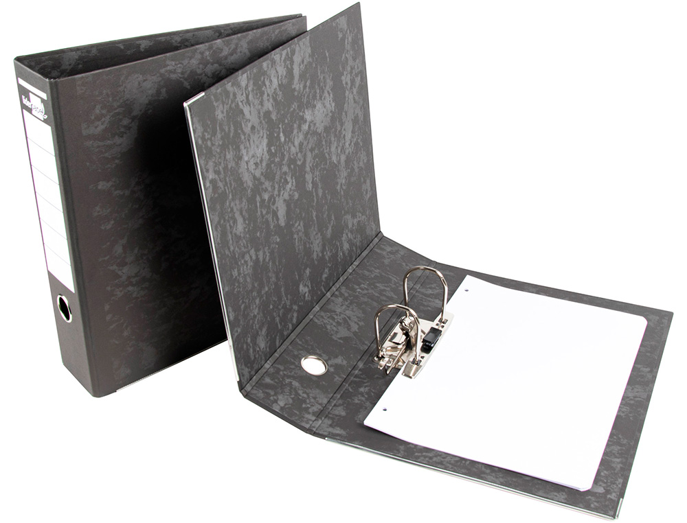 ARCHIVADOR DE PALANCA LIDERPAPEL A4 CARTON FORRADO SIN RADO LOMO 80MM NEGRO COMPRESOR METALICO
